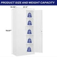 thumbnail image 3 of Metal Garage Storage Cabinet with 2 Doors and 4 Adjustable Shelves - 70.8" Steel Locking Storage Cabinet,Garage Cabinets for Office,Home,Garage,Gym,School (White), 3 of 14