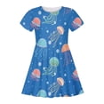 thumbnail image 4 of Spazoro Girls Midi Dresses, Short Sleeve A-Line Crew Neck Jellyfish Print Casual Summer Dresses for Girls Sky Blue Size S, 4 of 6
