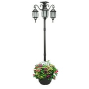 Sun-Ray Madison Solar Lamp Post and Planter, Black