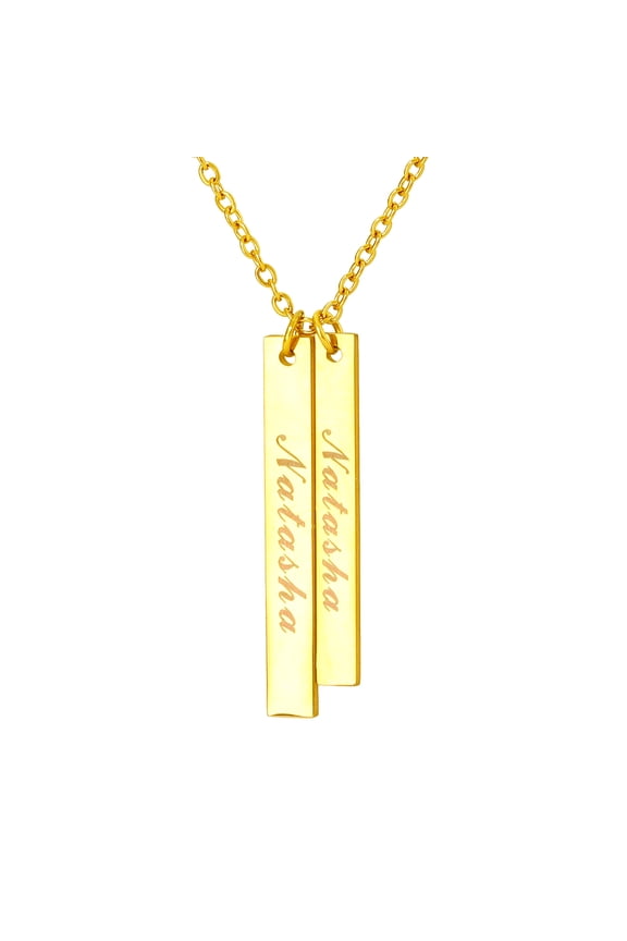 Name Custom Necklace 3D Bar Necklaces Custom Name Engraving Pendant Necklace Stainless Steel Unisex Jewelry