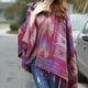 thumbnail image 5 of Poncho con flecos estilo bohemio informal para mujer, cárdigan holgado con estampado vintage para clima frío, manta navideña, bufanda, regalos, 5 of 5
