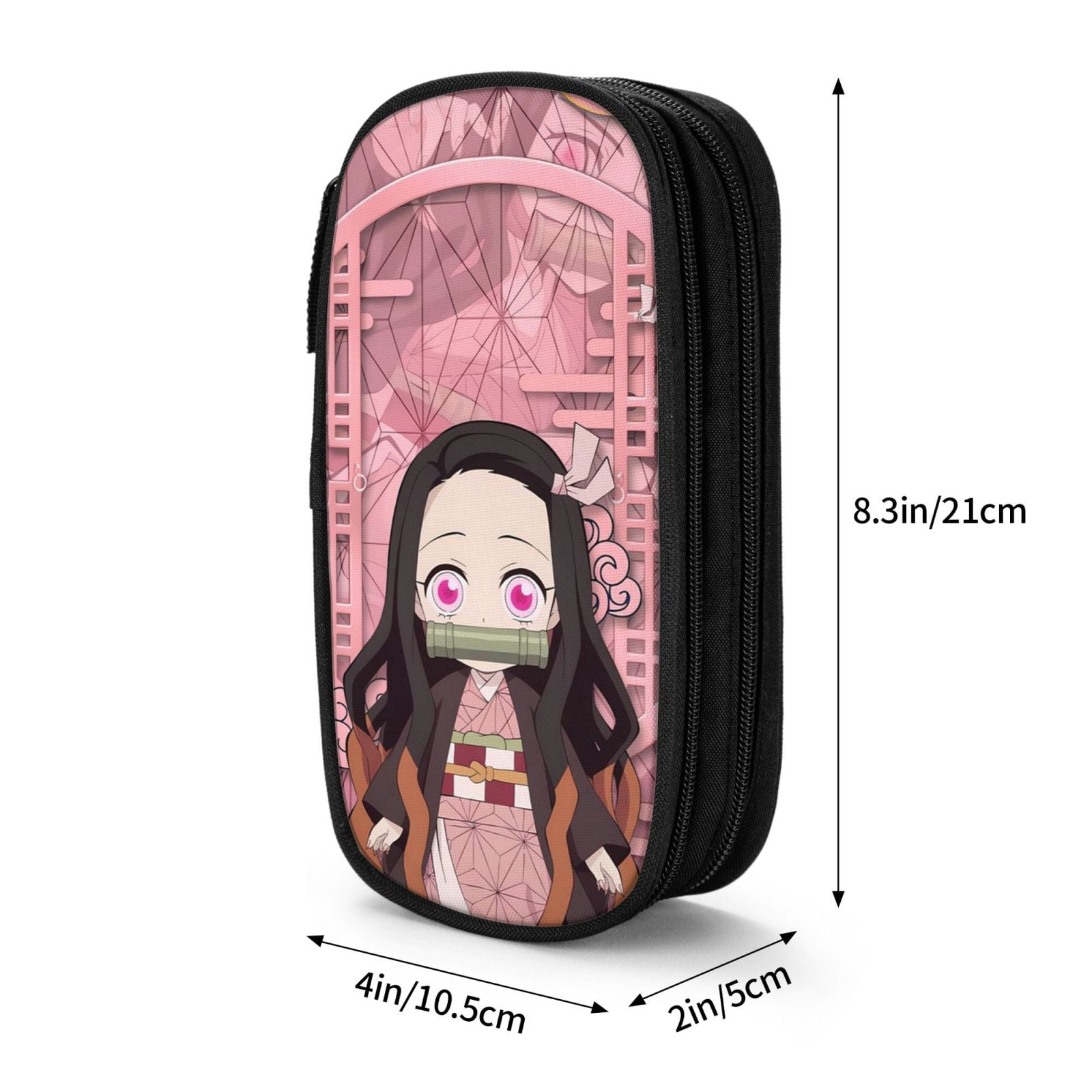 Kamado Nezuko Pencil Case Large Capacity Pencil Pouch Pen Bag Office Stationery Organizer Travel Makeup Bag Black