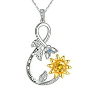 Beautlace Infinity Love Sunflower Necklace for Women Girls18K Gold over 925 Sterling Silver Two Tones Sunflower with Butterfly Necklace You're My Sunshine Sunflower Pendant Christmas Jewelry Gifts