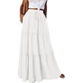 thumbnail image 2 of ZPQMNB Womens Boho Maxi Skirt,Ruffled Maxi Skirt,High-Waisted Belted Folds Long Skirt With Pockets，Suitable For Beach Vacation, 2 of 5