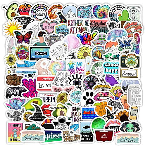 Waterproof Vinyl Stickers Decals for Laptop Water Bottle Bumper Luggage Computer Skateboard Snowboard Gift for Kids Girls Teens 100Pcs Bigfoot and Outdoor Stickers 
