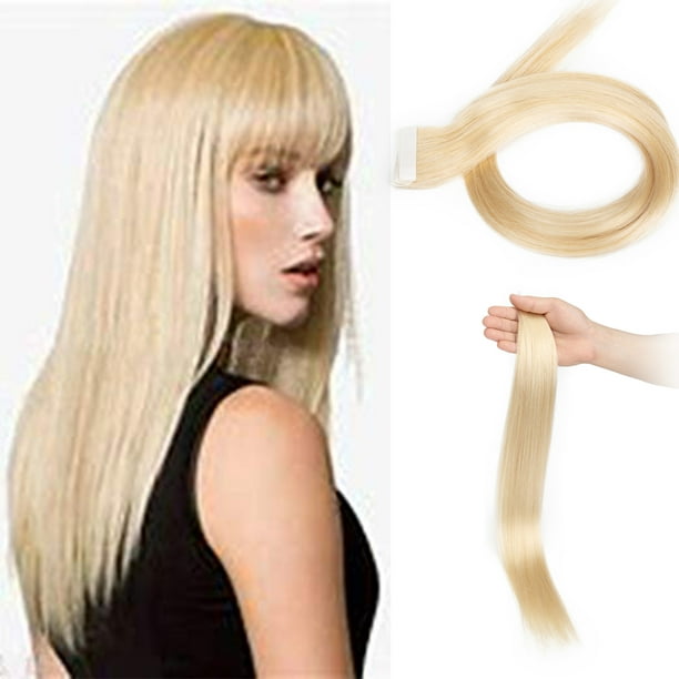 FLORATA 1622" Tape Hair Extensions 20Pcs 40Gram 60 Platinum Blonde Seamless Tape in Hair