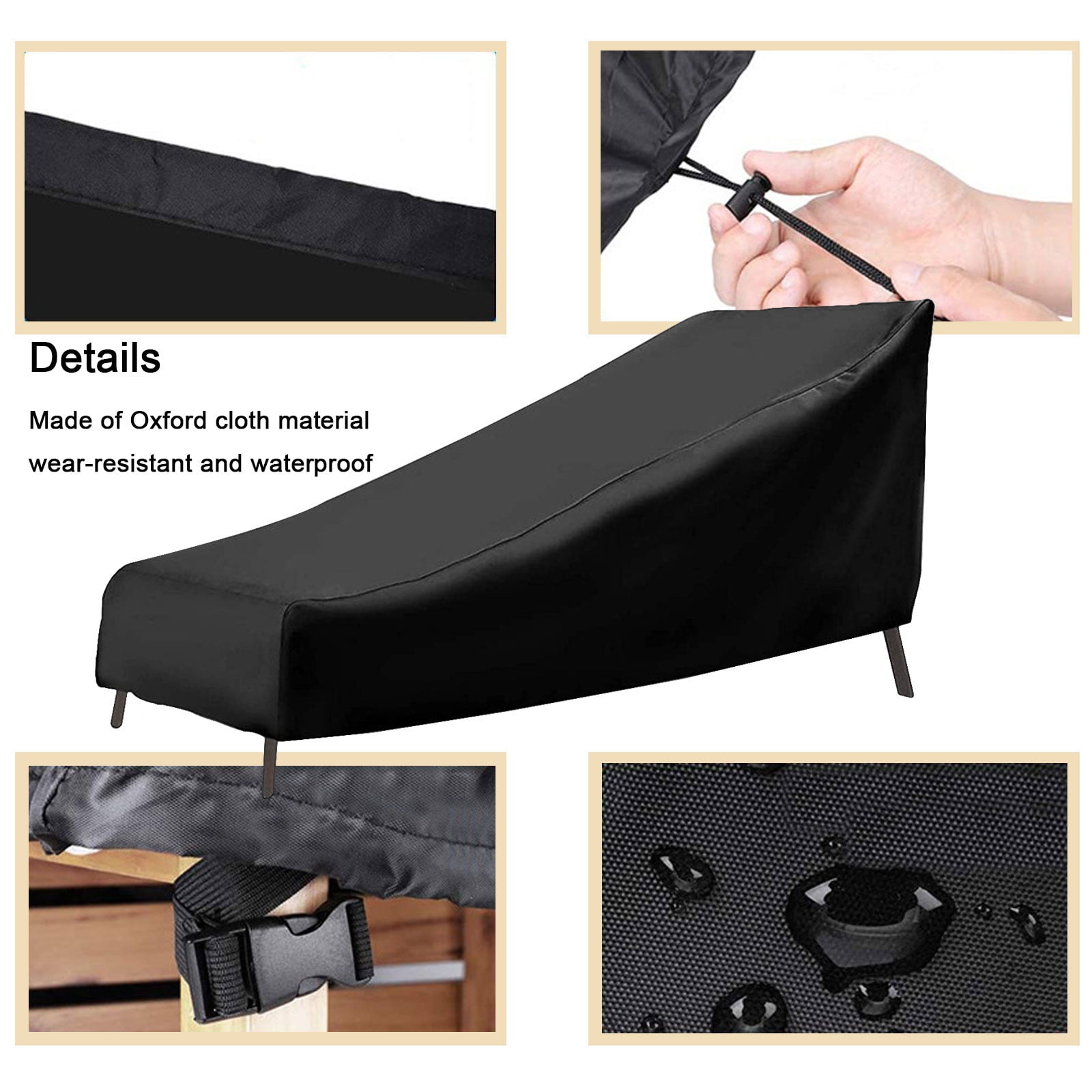 Outdoor Chaise Lounge Cover,Waterproof Patio Furniture Cover Dustproof UV Resistant Protective Cover For Garden Yard Balcony Recliner Chair Storage Cover Weather Resistant Furniture Cover