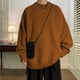 thumbnail image 1 of Suéter de cuello redondo de color sólido para hombre, camisa informal holgada, estilo coreano, suéter moderno para parejas, combina con todo, 1 of 5