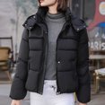 thumbnail image 5 of Fartey Cropped Puffer Jacket for Women Plus Size Winter Long Sleeve Coats Warm Hooded Quilted Coat Full Zip Up Down Coat with Pockets, 5 of 7