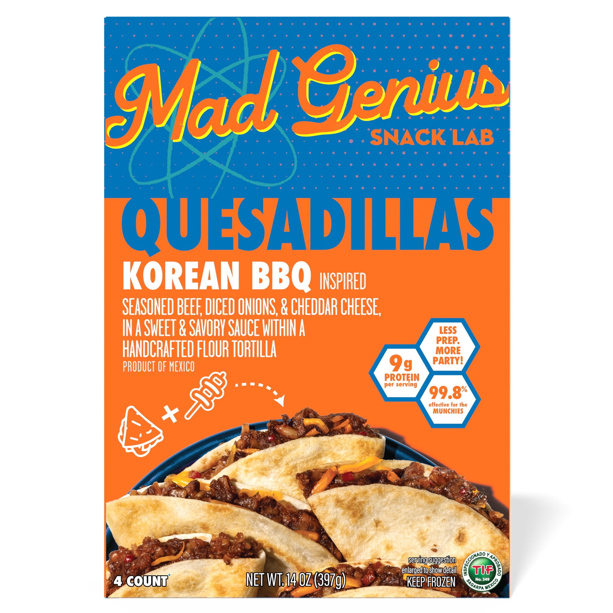 Mad Genius Korean BBQ Quesadillas, 14 oz (Frozen), 9g of Protein per Serving