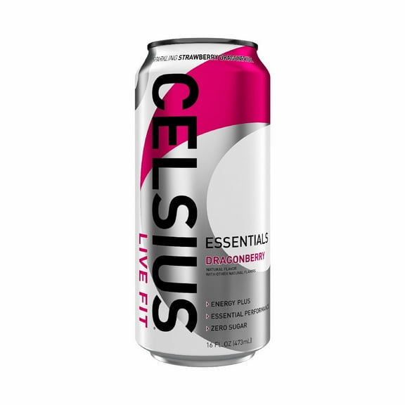 CELSIUS ESSENTIALS, Sparkling Dragonberry, Performance Energy Drink 16 fl oz Single Can