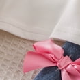 thumbnail image 3 of Back to School Outfits Girls 2 Piece Outfits Bow Short-Sleeved Top and Jeans Pants Clothing Set, 3 of 5