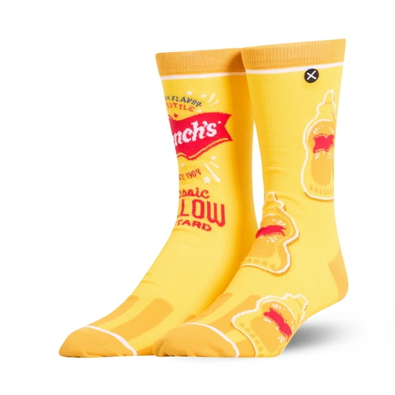 Cool Socks – French’s Mustard Split Crew Socks – Size Large for Men & Women – Classic Yellow