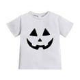 thumbnail image 2 of ZHOGXU Big Girls Boys Halloween T Shirt Short Sleeve Round Neck Pumpkin Face Print Comfortable Breathable Top For Party And Daily Wear White 7-8 Years, 2 of 4