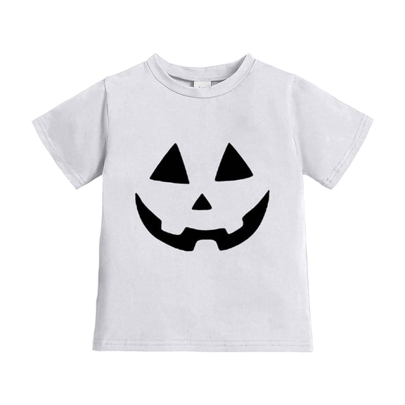 Kids Halloween Shirts Round Neck Short-Sleeve T-Shirt Comfy Holiday Tee Spooky Tshirt for Boys Girls