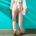 thumbnail image 4 of QLEICOM Womens Slacks Women's Relaxed Fit Straight Leg Pants Fashion Summer Loose Cotton And Linen Pocket Solid Trousers Pants Work Cargo Casual Pants Wide Leg Pants Relaxed Fit Trousers Pink M, 4 of 6