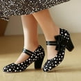 thumbnail image 4 of Women Polka Dot Mary Jane Bow Pumps Block Heels, 4 of 7