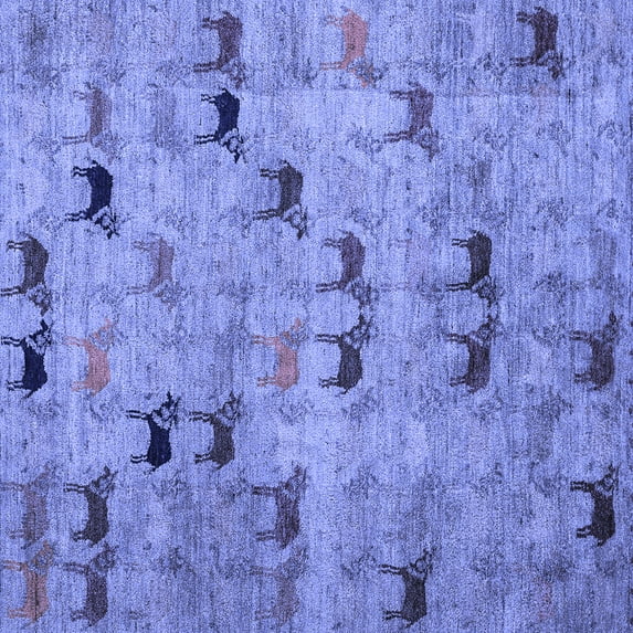 Ahgly Company Indoor Square Abstract Blue Modern Area Rugs, 7' Square