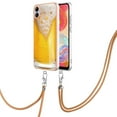 thumbnail image 2 of for Samsung Galaxy A04e Crossbody Strap Phone Case, Anti-Fall Pattern Clear Design Transparent Soft & Flexible TPU Drop and Shockproof Protective Cover with Adjustable Nylon Neck Strap, Draft Beer, 2 of 7