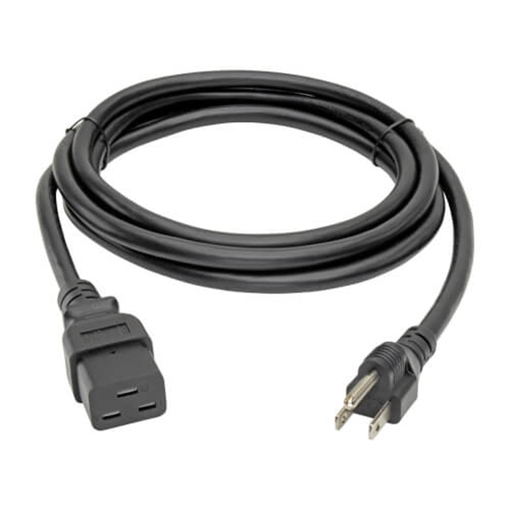 Tripp Lite Computer Power Cable, C19 to 5-15P - Heavy Duty, 15A, 125V, 14 AWG, 10 ft., Black
