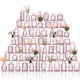 thumbnail image 1 of Set de 64 jarrones pequeños de cristal surtidos de color rosa con forma de cogollos, 1 of 6