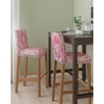 thumbnail image 2 of Boho Pink Bar Stool Covers Set of 2, Middle Century Boho Geometric Abstract Southwestern Stretch Bar Chair Covers with Backs, Removable Pub Counter Height Chair Cover for Kitchen Dining Room Cafe, 2 of 7