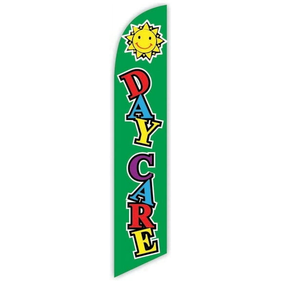 Cobb Promo Daycare Green Advertising Feather Flag 12ft - Replacement Flag Only Without Poleset