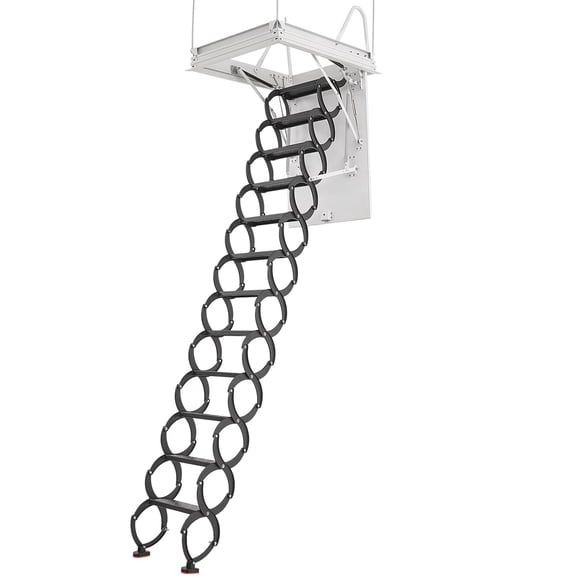 KFFKFF Attic Ladder, 660LBS/299.4KG Capacity, Fits 9.5 to 10.2 ft Ceiling Height and 39.4 x 27.5 inch Opening Size, Alloy Steel Pull-Down Retractable Ceiling Stair