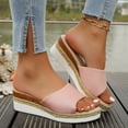 thumbnail image 2 of Dakaela Slip on Wedge Sandals for Women Open Toe Platform Slides Espadrilles 2.16 Inch Comfortable Dressy Beach Summer Mules Shoes Pink 9.5, 2 of 8
