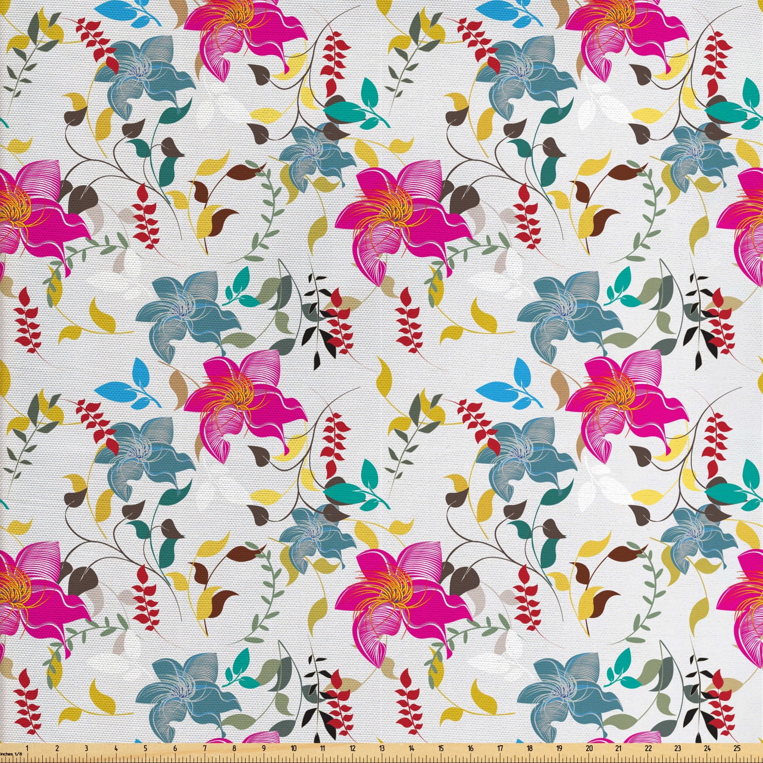 Floral Fabric by the Yard, Burgeoning Colorful Spring Flowers