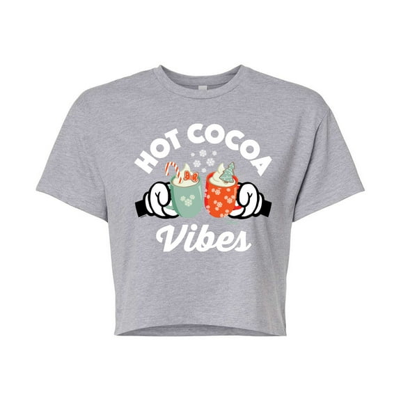 Disney - Hot Cocoa Vibes - Juniors Cropped Cotton Blend T-Shirt