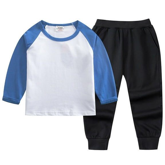 Kid Boy Pajamas Set Splice Crewneck Soft Comfort Toddler Sleepwears Boys Clothes 6-7 Years