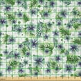 thumbnail image 2 of Ambesonne Hibiscus Fabric by the Yard Microfiber, Summer Flowers and Rounds, 3 Yards, Purple Green and Pale Seafoam, 2 of 2