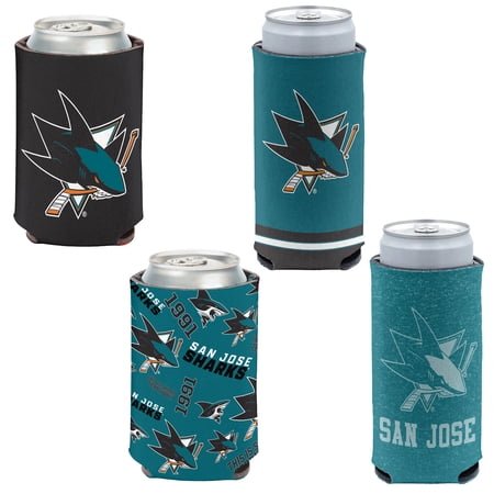 WinCraft San Jose Sharks 4-Pack 12oz. Can & Slim Can Cooler Set WinCraft San Jose Sharks 4-Pack 12oz. Can & Slim Can Cooler Set