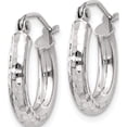thumbnail image 3 of 14K White Gold Diamond-Cut 3mm Round Hoop Earrings (16 X 3) Made In Peru tc255, 3 of 6