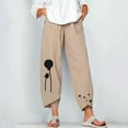 thumbnail image 5 of Abcnature Women's Wide Leg Pants, Plus Size Linen Harem Pants Casual Summer Printed Pants with Pockets Khaki XXL, 5 of 5