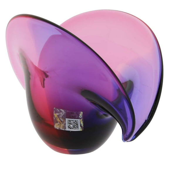GlassOfVenice Murano Glass Clam Seashell Bowl - Rose and Blue