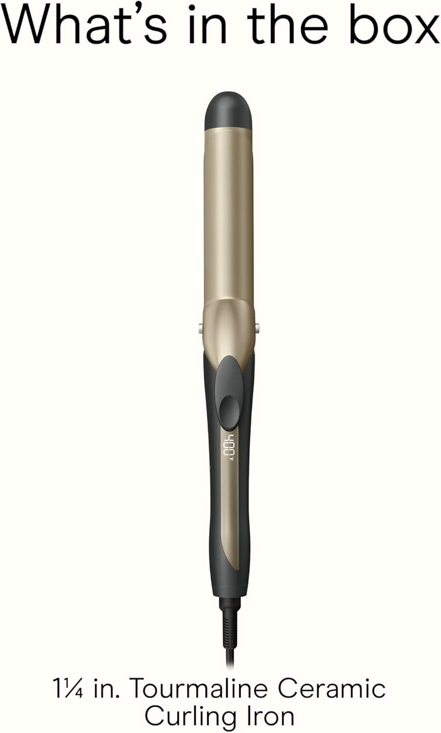 INFINITIPRO BY CONAIR Tourmaline Ceramic 1¼-Inch Curling Iron, 1¼-Inch Barrel Produces Loose Curls, Hair Curler for Use on Medium and Long Hair, Dark Gray