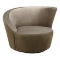 thumbnail image 2 of Pasargad Home Cortina Velvet Upholstered Swivel Base Crescent Chair, Mocha, 2 of 9