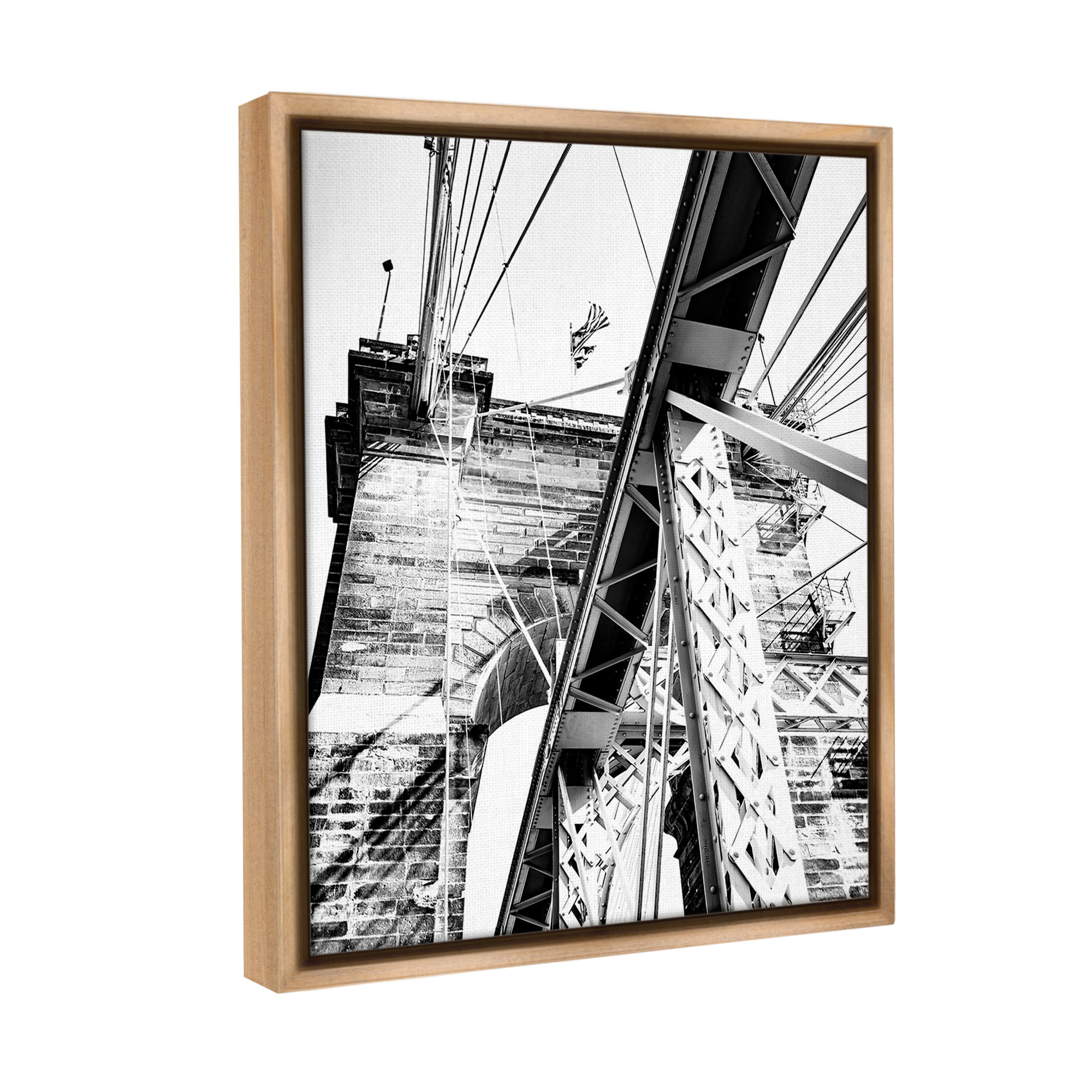 Stupell Industries Grey Urban Bridge Travel & Places Photography Brown Floater Framed Canvas Art Print Wall Art, 25 x 31