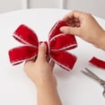 thumbnail image 5 of JeashCHAT Red Velvet Christmas Ribbon Roll, Decorative Wired Ribbon for Gift Wrapping, Christmas Tree Wreaths Decorations, Bow Making, 1.57 Inch x 9.84 Yards, 5 of 6