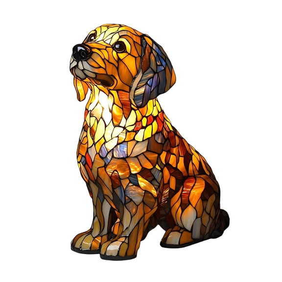 HIBIBUD Pug Lamp,Retro Dogs Stained Resin Tabletop Night Light,Dog Series Art Night Light,Dog Lamp Stained Glass,3D Cute Pet LED Table Lamps,Gift for Lovers