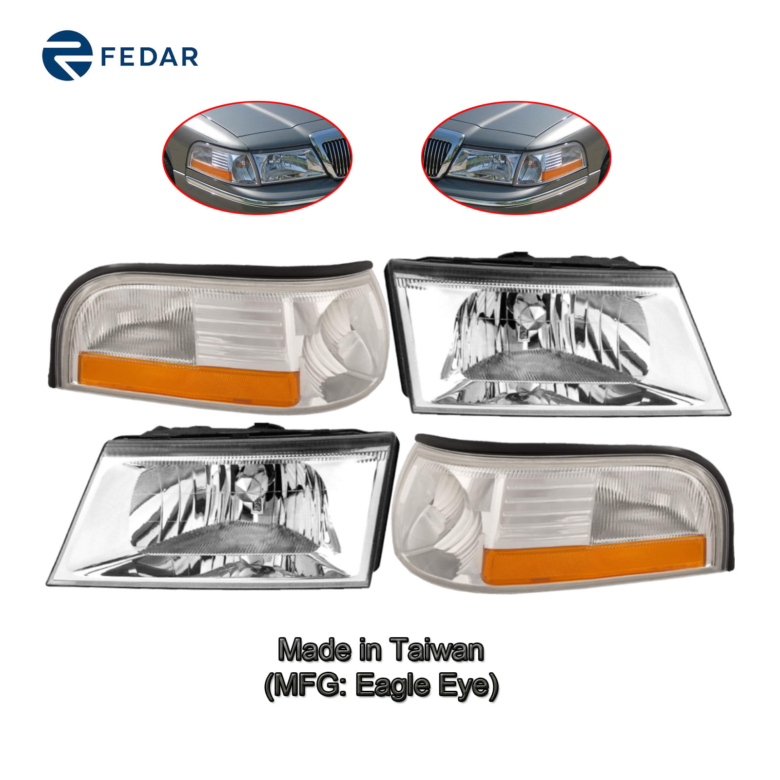 Left & Right Sides Pair Epic Lighting OE Style Replacement Park Side Marker Signal Lights Assemblies Compatible with 2003-2005 Mercury Grand Marquis FO2520171 FO2521171 3W3Z13201AA 3W3Z13200AA 