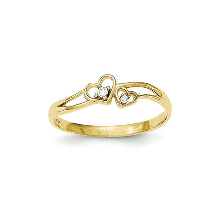 Jewelrypot - 10k Yellow Gold CZ Double Heart Ring - Walmart.com