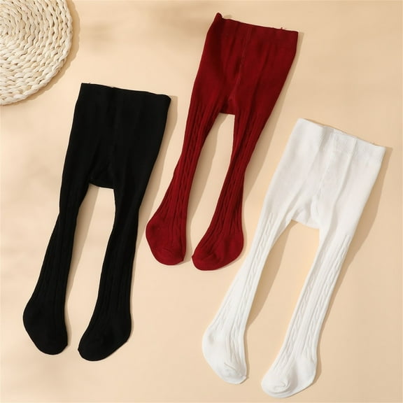 Pack of 3 Girls Tights, Leggings Stockings for Girls (Black 1-2 Years)