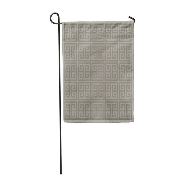 JSDART Geometric Taupe Greek Key Pattern Garden Flag Decorative Flag House Banner 28x40 inch