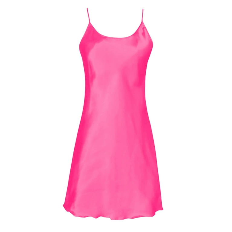 open lace back dress Hot Pink Slip Dress main image 0