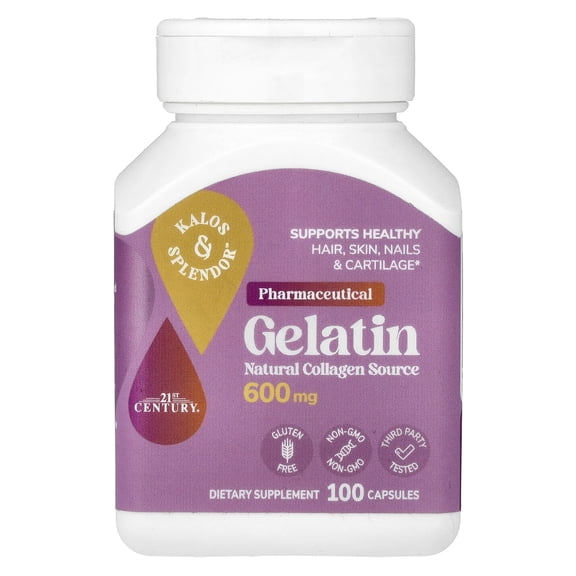 21st Century Gelatin, 600 mg, 100 Capsules