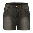 thumbnail image 5 of TTUHYWXI Women High Waisted Skinny Stretchy Denim Shorts Casual Summer Frayed Raw Hem Distressed Ripped Short Jeans (Grey, XXL), 5 of 9