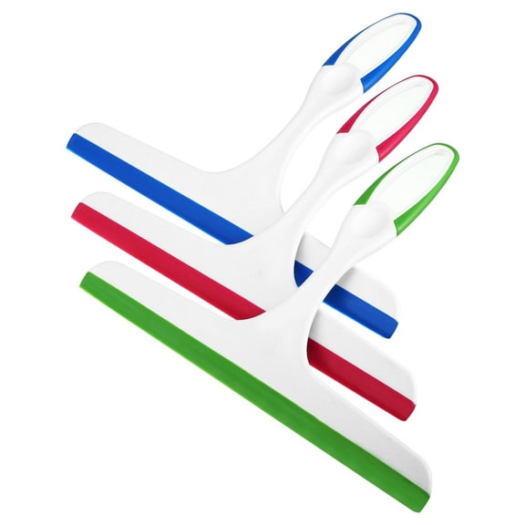 TIFOR 3 Pcs Window Squeegees, Shower Screen Wiper, Glass Cleaning Rubber Blade, Plastic Cleaner Scraper Washer for Mirror, Bathroom, Window, Floor, Glass